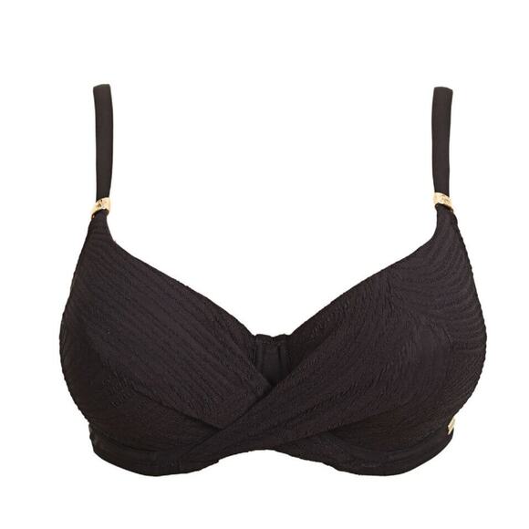 Fantasie Swim NWT Black Ottawa Underwire Wrap Full Cup Bikini Top // 36DD - Picture 3 of 12